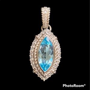 Judith Ripka Pendant with blue quartz and surrounded by lots of diamonique